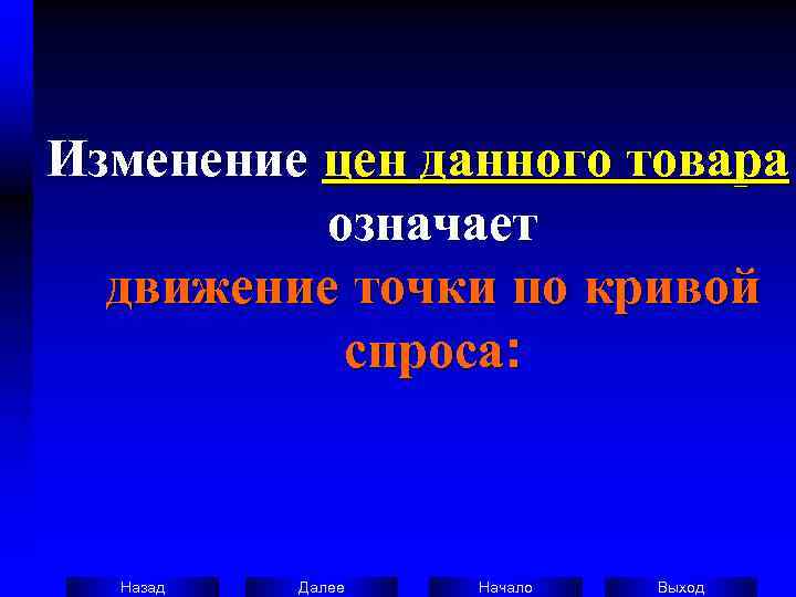 Изменение цен данного товара  означает     движение точки по кривой