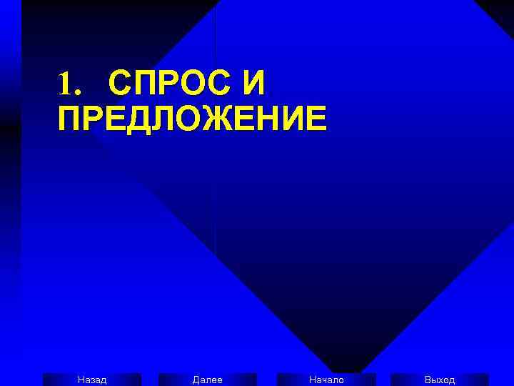 1.  СПРОС И ПРЕДЛОЖЕНИЕ Назад  Далее  Начало  Выход 
