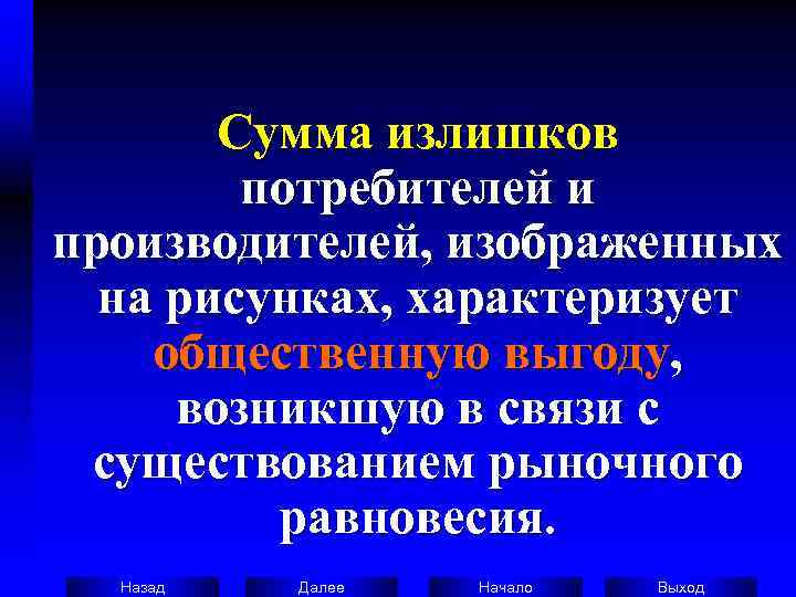   Сумма излишков   потребителей и производителей, изображенных  на рисунках, характеризует