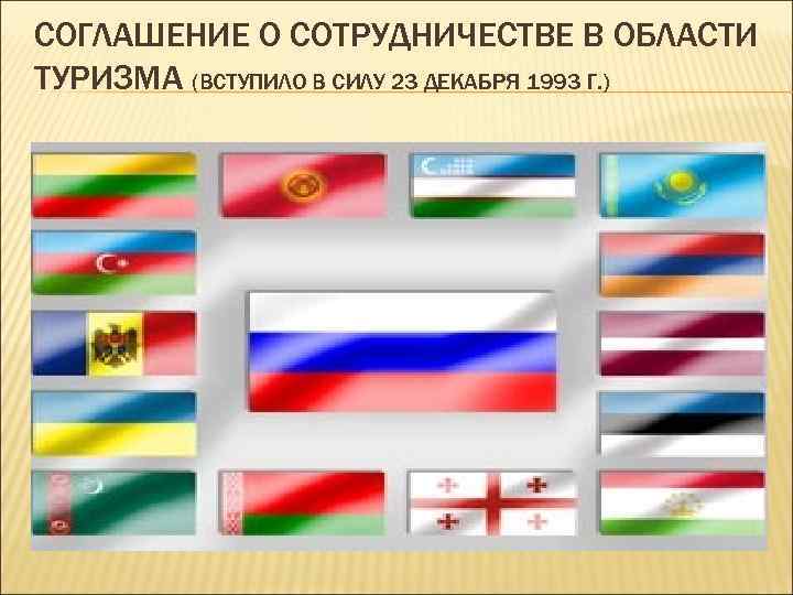 СОГЛАШЕНИЕ О СОТРУДНИЧЕСТВЕ В ОБЛАСТИ ТУРИЗМА (ВСТУПИЛО В СИЛУ 23 ДЕКАБРЯ 1993 Г. )