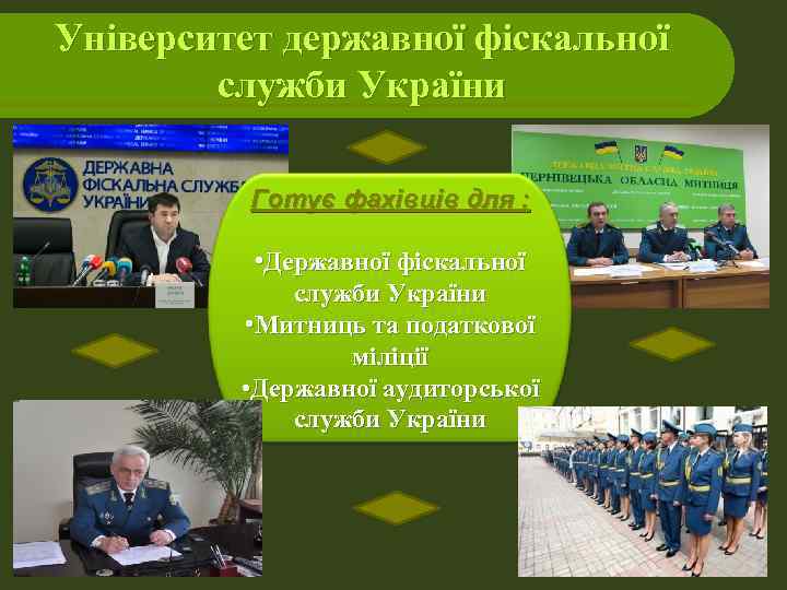 Університет державної фіскальної   служби України  Готує фахівців для :  