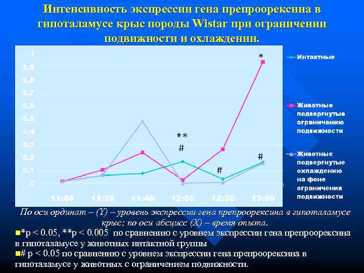  Интенсивность экспрессии гена препроорексина в гипоталамусе крыс породы Wistar при ограничении  