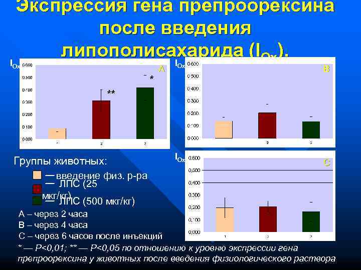  Экспрессия гена препроорексина   после введения I  липополисахарида (IOx).  
