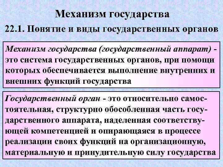 Механизм государства понятие и система