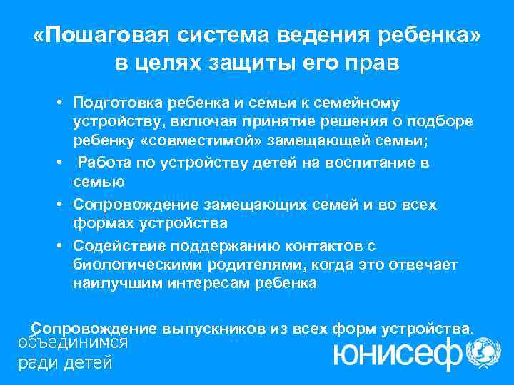  «Пошаговая система ведения ребенка»  в целях защиты его прав  • Подготовка