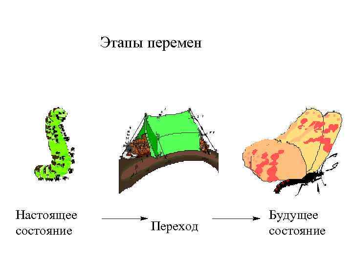   Этапы перемен Настоящее    Будущее состояние   Переход 