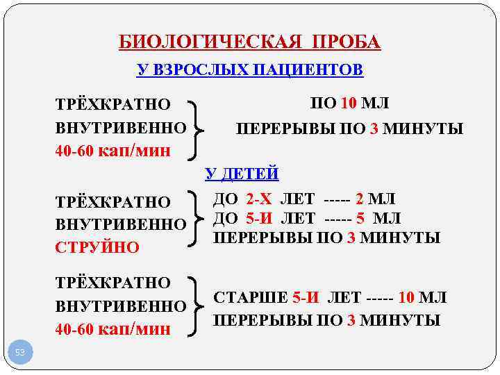 БИОЛОГИЧЕСКАЯ ПРОБА У ВЗРОСЛЫХ ПАЦИЕНТОВ ТРЁХКРАТНО БИОЛОГИЧЕСКАЯ ПРОБА У ВЗРОСЛЫХ ПАЦИЕНТОВ ТРЁХКРАТНО