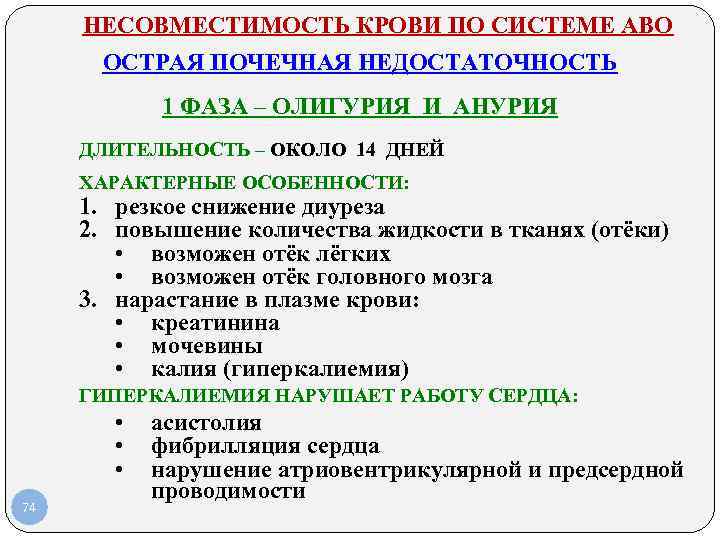 НЕСОВМЕСТИМОСТЬ КРОВИ ПО СИСТЕМЕ АВО ОСТРАЯ ПОЧЕЧНАЯ НЕДОСТАТОЧНОСТЬ 1 ФАЗА НЕСОВМЕСТИМОСТЬ КРОВИ ПО СИСТЕМЕ АВО ОСТРАЯ ПОЧЕЧНАЯ НЕДОСТАТОЧНОСТЬ 1 ФАЗА