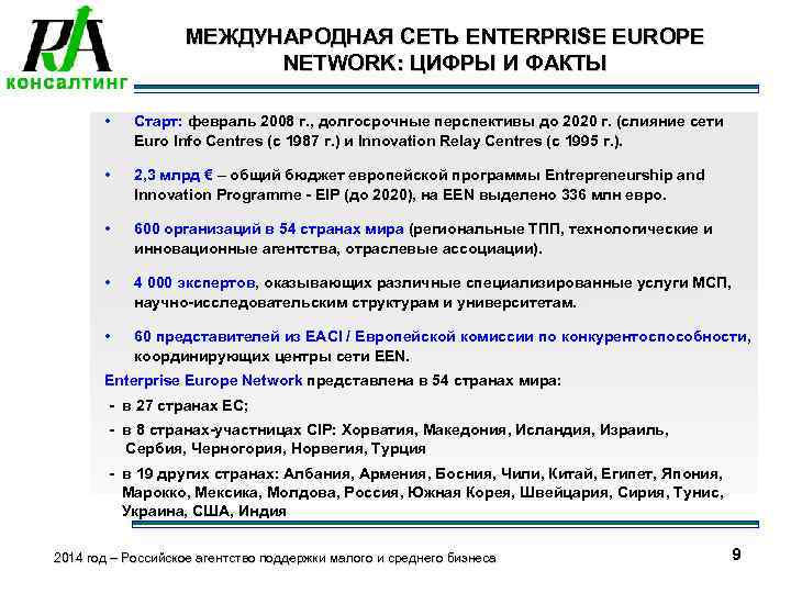     МЕЖДУНАРОДНАЯ СЕТЬ ENTERPRISE EUROPE     NETWORK: ЦИФРЫ