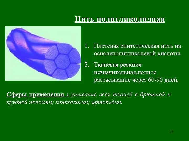      Нить полигликолидная      1. Плетеная