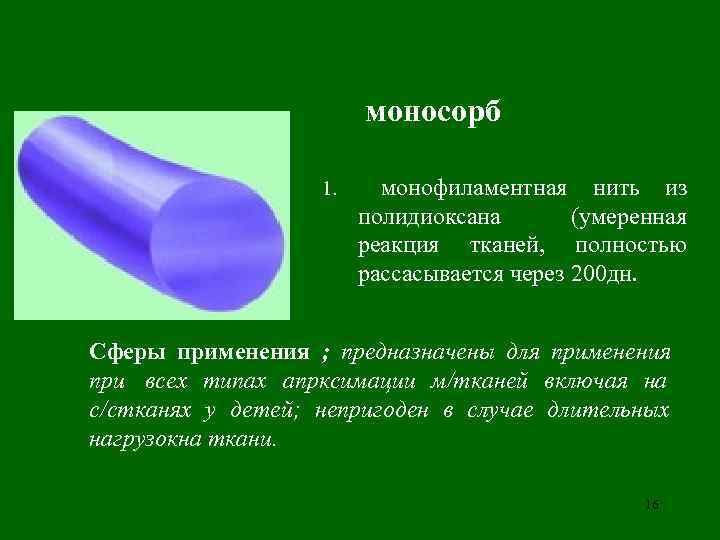     моносорб     1. монофиламентная нить из 