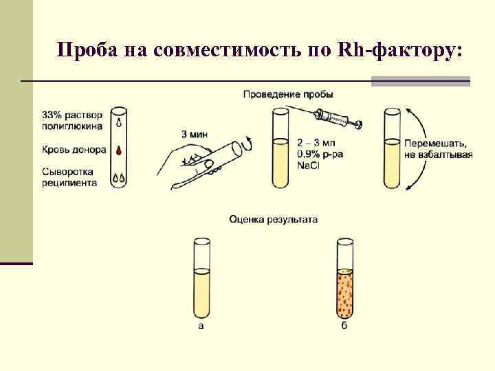 Проба на совместимость по Rh-фактору: 