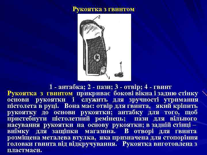      Рукоятка з гвинтом    1 - антабка;