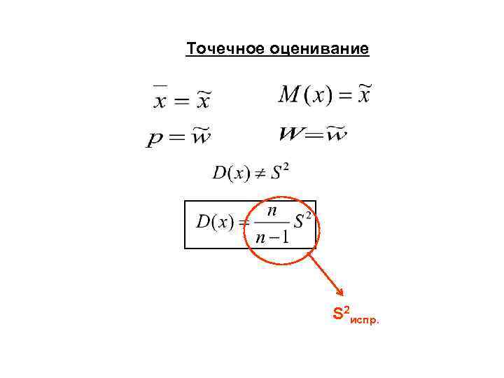 Точечное оценивание    S 2 испр. 