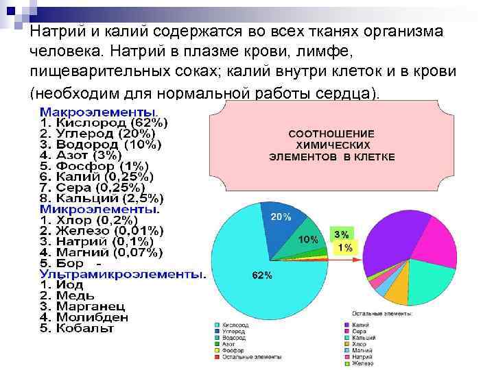 Натрий и калий содержатся во всех тканях организма человека. Натрий в плазме крови, лимфе, Натрий и калий содержатся во всех тканях организма человека. Натрий в плазме крови, лимфе,