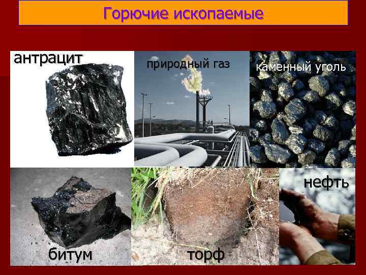Горючие ископаемые 4. Горючие ископаемые. Ископаемые топлива. Горючие минералы. Нефть, природный ГАЗ, уголь, сланцы и торф.