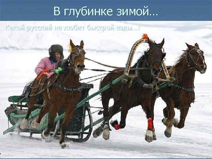    В глубинке зимой… Какой русский не любит быстрой езды…! 