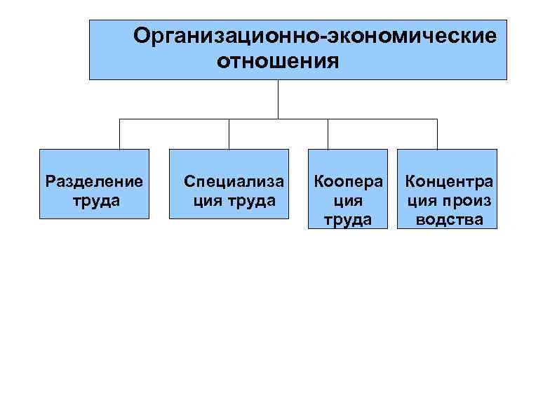   Организационно-экономические    отношения Разделение  Специализа  Коопера  Концентра