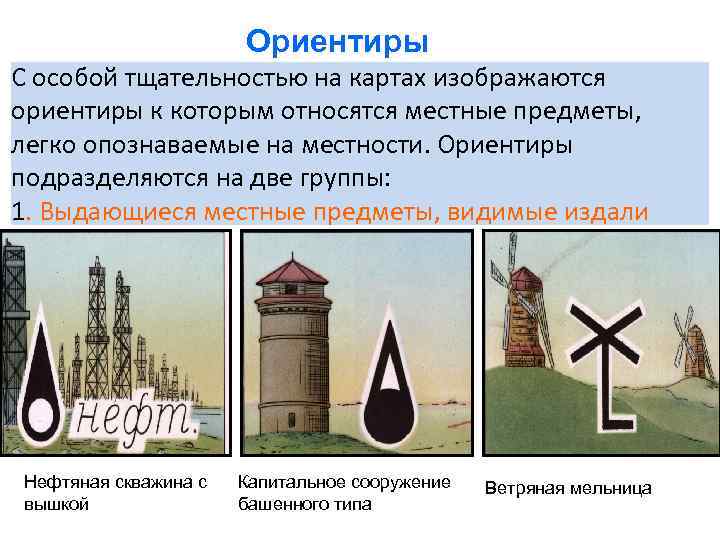      Ориентиры С особой тщательностью на картах изображаются ориентиры к