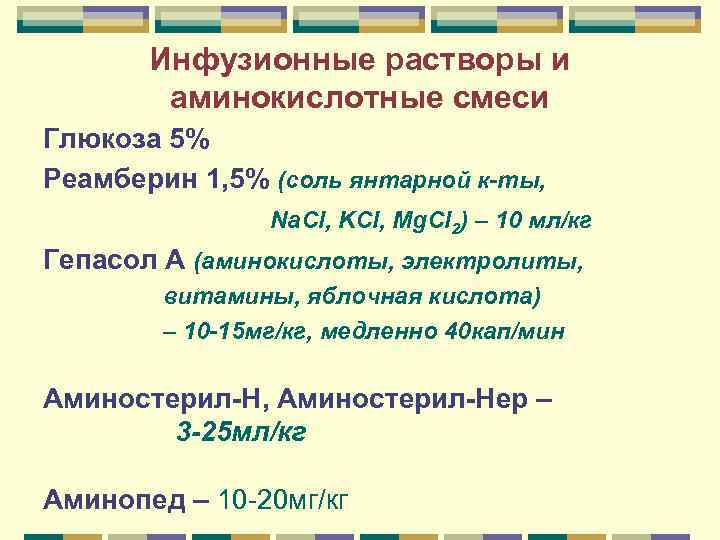 Инфузионные растворы и аминокислотные смеси Глюкоза 5% Реамберин 1, 5% Инфузионные растворы и аминокислотные смеси Глюкоза 5% Реамберин 1, 5%