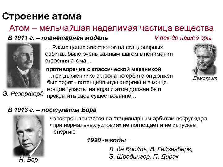 Строение атома  Атом – мельчайшая неделимая частица вещества В 1911 г. – планетарная