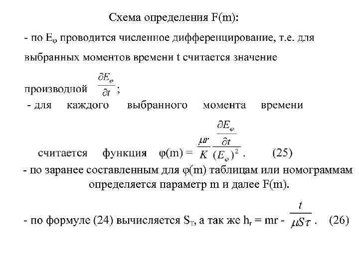     Схема определения F(m): - по заранее составленным для φ(m) таблицам