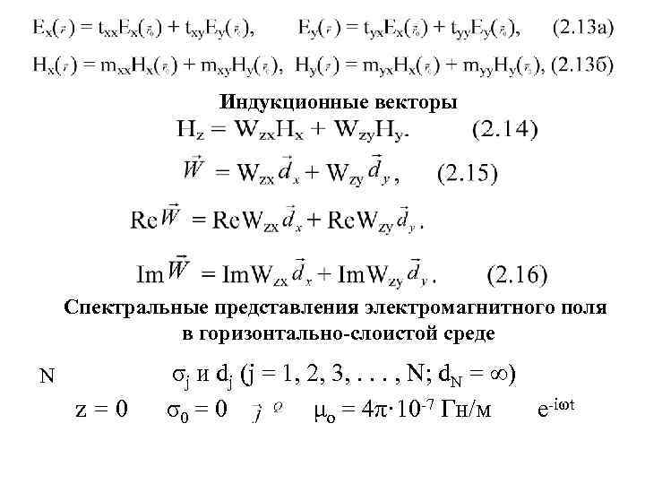    Индукционные векторы   Спектральные представления электромагнитного поля   