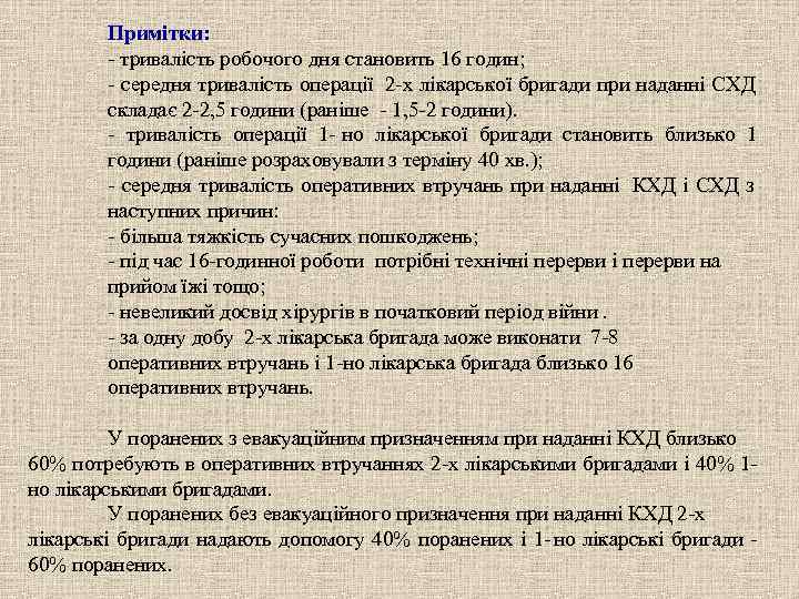   Примітки:   - тривалість робочого дня становить 16 годин;  