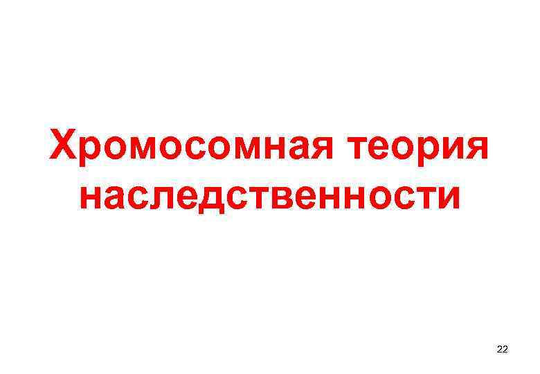 Хромосомная теория  наследственности     22 