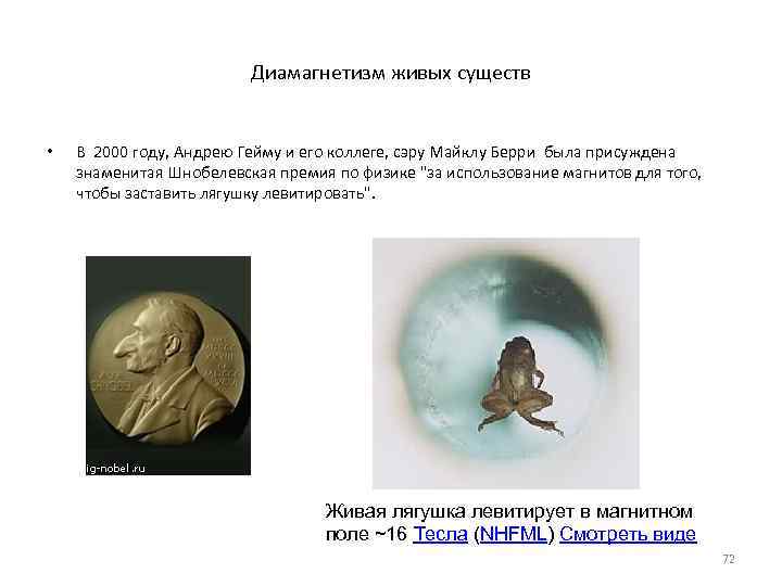      Диамагнетизм живых существ  •  В 2000 году,