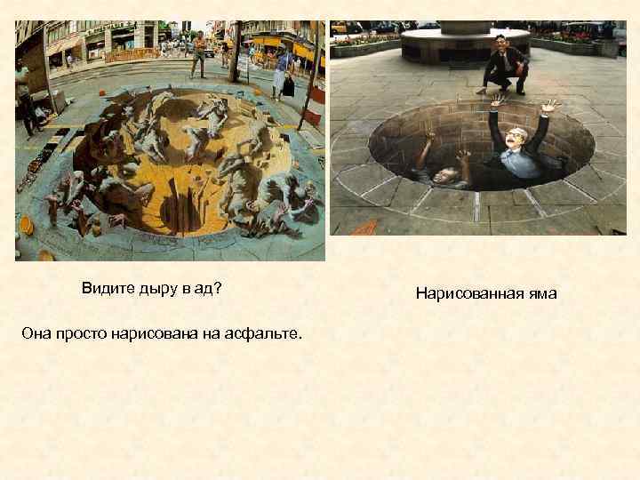   Видите дыру в ад?   Нарисованная яма Она просто нарисована на