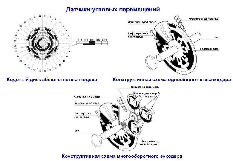      Датчики угловых перемещений Кодовый диск абсолютного энкодера Конструктивная схема