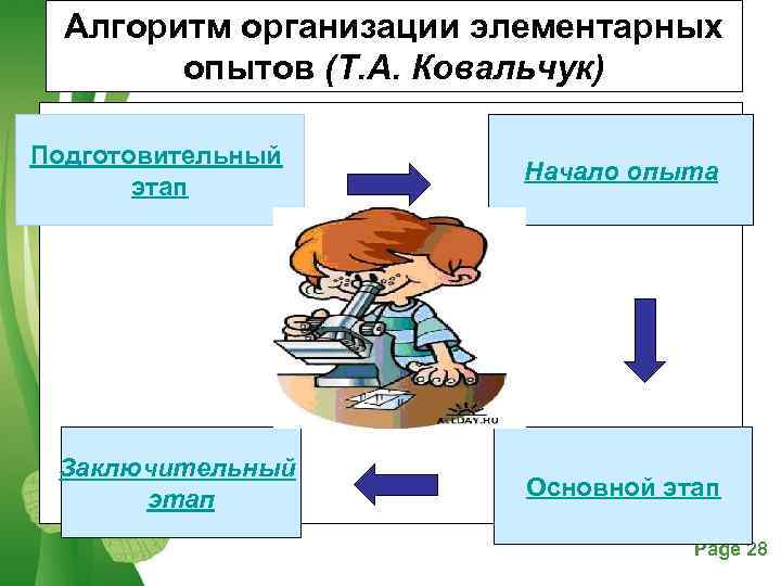  Алгоритм организации элементарных   опытов (Т. А. Ковальчук) Подготовительный   