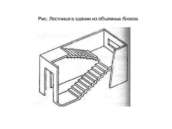 Рис. Лестница в здании из объемных блоков 