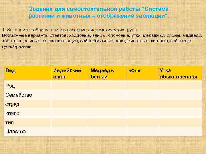   Задания для самостоятельной работы 