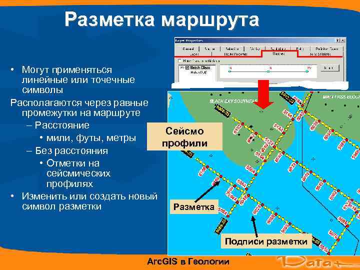    Разметка маршрута  • Могут применяться  линейные или точечные 