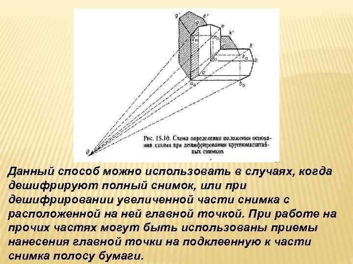 Данный способ можно использовать в случаях, когда дешифрируют полный снимок, или при дешифрировании увеличенной