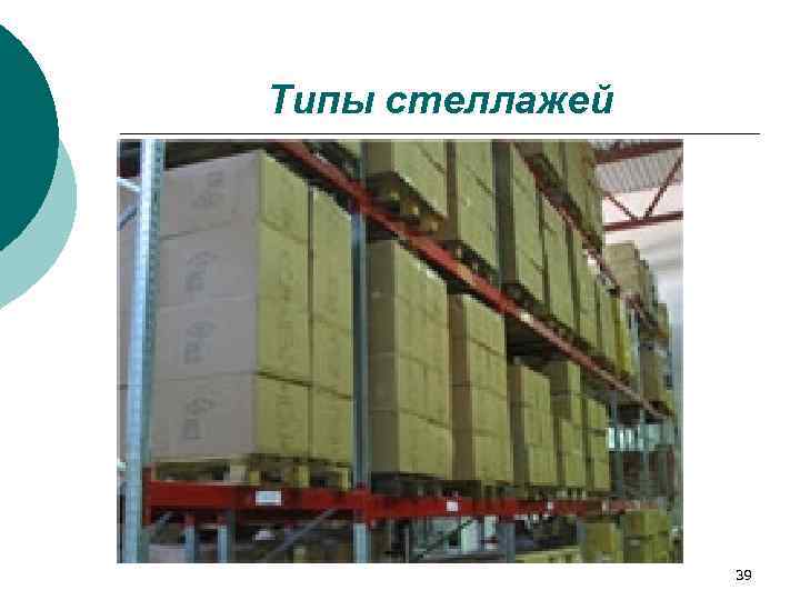 Типы стеллажей     39 