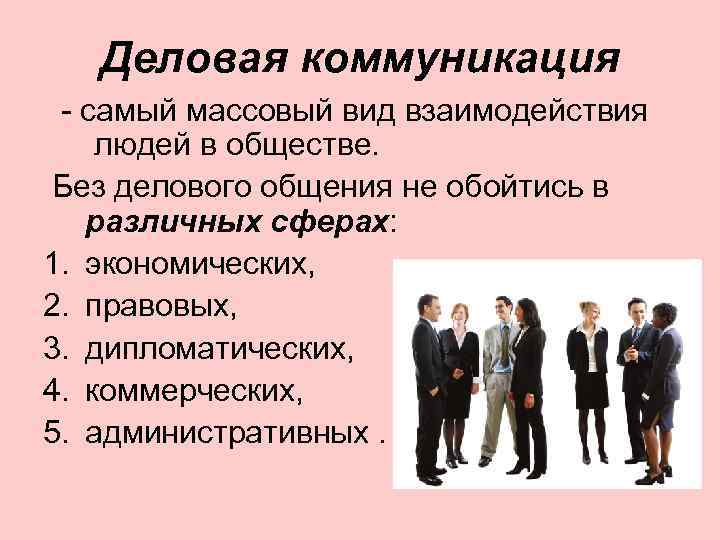   Деловая коммуникация - самый массовый вид взаимодействия людей в обществе. Без делового