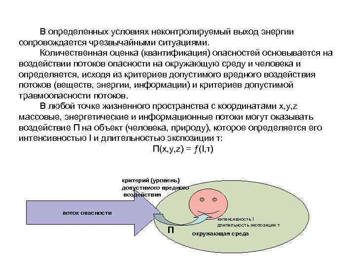  В определенных условиях неконтролируемый выход энергии сопровождается чрезвычайными ситуациями.  Количественная оценка (квантификация)