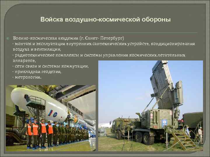     Войска воздушно-космической обороны  Военно-космическая академия (г. Санкт- Петербург) 