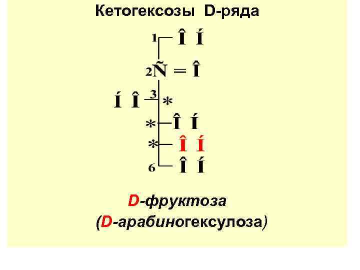 Кетогексозы D-ряда   D-фруктоза (D-арабиногексулоза) 