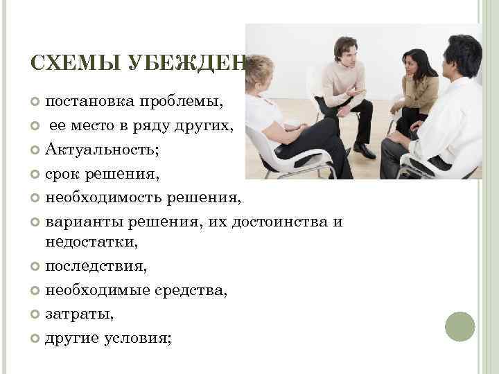 СХЕМЫ УБЕЖДЕНИЯ  постановка проблемы,  ее место в ряду других, Актуальность; срок решения,