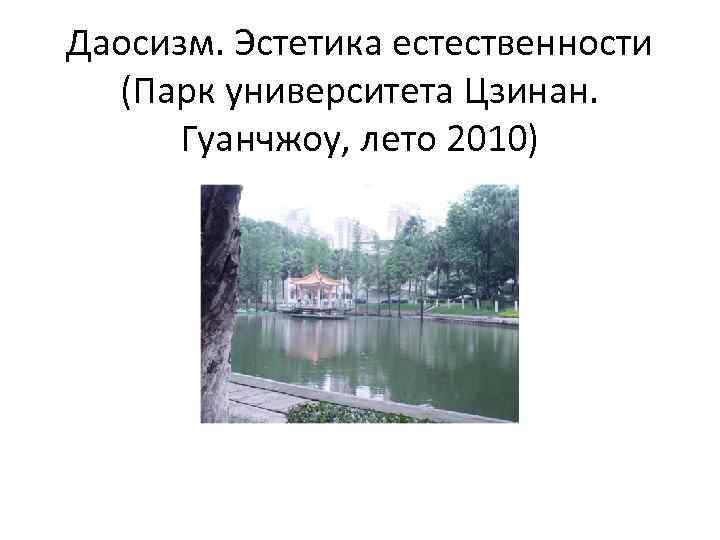 Даосизм. Эстетика естественности  (Парк университета Цзинан.  Гуанчжоу, лето 2010) 