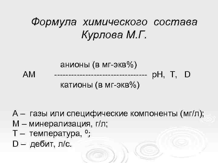  Формула химического состава   Курлова М. Г.     анионы