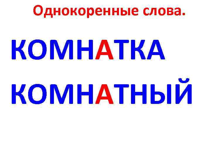  Однокоренные слова.  КОМНАТКА КОМНАТНЫЙ 
