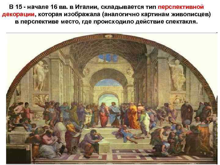  В 15 - начале 16 вв. в Италии, складывается тип перспективной декорации, которая