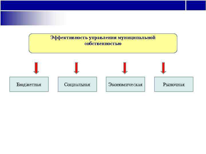   Эффективность управления муниципальной     собственностью Бюджетная  Социальная Экономическая