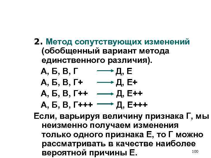 2. Метод сопутствующих изменений (обобщенный вариант метода единственного различия). А, Б, 2. Метод сопутствующих изменений (обобщенный вариант метода единственного различия). А, Б,