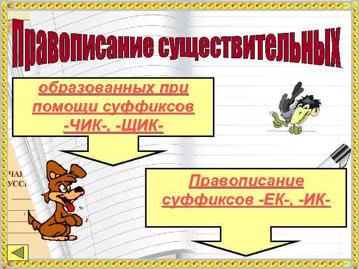  образованных при помощи суффиксов -ЧИК-, -ЩИК-    Правописание   суффиксов